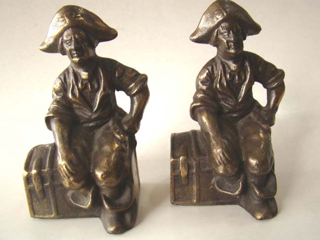 A fine pair of Pirate sitting on a treasure chest bookends circa 1928